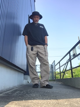 「古着（カーハート）のアイテム（その他パンツ、ベージュ系）」を使った、AKTKさん（メンズ・168cm）の夏コーディネート