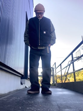 「アイテム（ニットキャップ/ビーニー）」を使った、AKTKさん（メンズ・168cm）の秋コーディネート