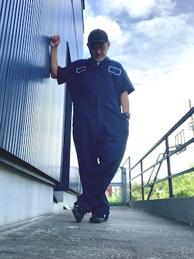 「アイテム（つなぎ/オールインワン）」を使った、AKTKさん（メンズ・168cm）の秋コーディネート