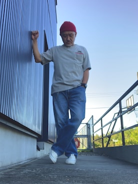 「アイテム（ニットキャップ/ビーニー）」を使った、AKTKさん（メンズ・168cm）の秋コーディネート