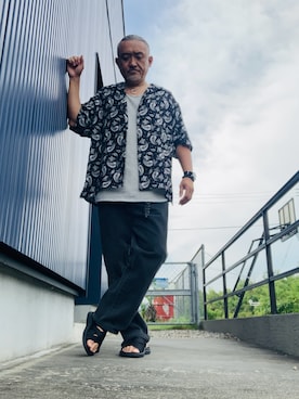 「アイテム（サンダル）」を使った、AKTKさん（メンズ・168cm）の夏コーディネート