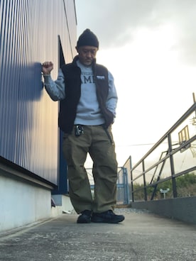 「アイテム（帽子）」を使った、AKTKさん（メンズ・168cm）の冬コーディネート