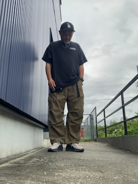 「NEW ERA（ニューエラ）のニューエラキャップ LP59FIFTY MLB ONSPOTZ別注（キャップ、ブラック系）」を使った、AKTKさん（メンズ・168cm）の夏コーディネート