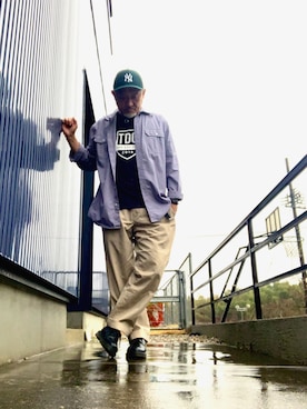 「POLO RALPH LAUREN（ポロ ラルフ ローレン）のアイテム（チノパンツ、ベージュ系）」を使った、AKTKさん（メンズ・168cm）の春コーディネート