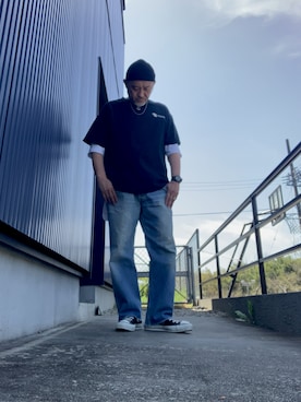 「URBAN RESEARCH DOORS（アーバンリサーチドアーズ）のストローヤーンニットキャップ（ニットキャップ/ビーニー、ブラック系）」を使った、AKTKさん（メンズ・168cm）の春コーディネート