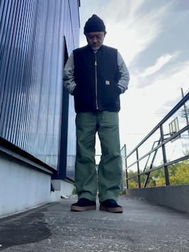 「アイテム（ベスト）」を使った、AKTKさん（メンズ・168cm）の冬コーディネート