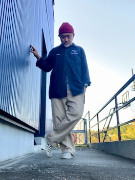 「アイテム（帽子）」を使った、AKTKさん（メンズ・168cm）の秋コーディネート