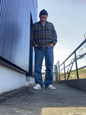 「URBAN RESEARCH DOORS（アーバンリサーチドアーズ）のストローヤーンニットキャップ（ニットキャップ/ビーニー、ブルー系）」を使った、AKTKさん（メンズ・168cm）の春コーディネート