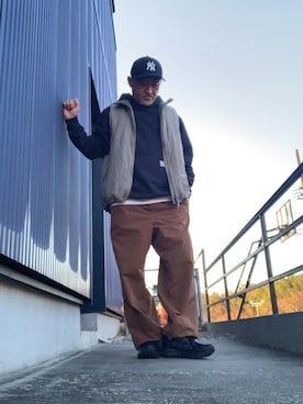 「アイテム（帽子）」を使った、AKTKさん（メンズ・168cm）の冬コーディネート