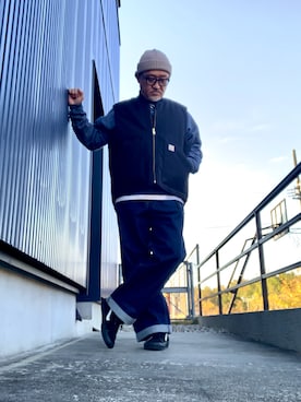 「アイテム（デニムパンツ）」を使った、AKTKさん（メンズ・168cm）の秋コーディネート