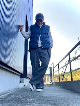 「アイテム（ベスト）」を使った、AKTKさん（メンズ・168cm）の秋コーディネート