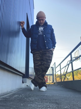 「アイテム（帽子）」を使った、AKTKさん（メンズ・168cm）の秋コーディネート