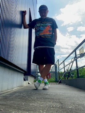 「アイテム（ソックス/靴下、グリーン系）」を使った、AKTKさん（メンズ・168cm）の秋コーディネート