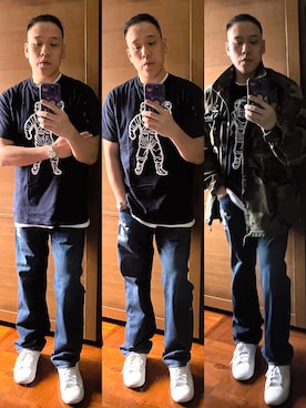 「H&M（エイチ・アンド・エム）のアイテム（ミリタリージャケット）」を使った、Edimundson さん（メンズ・180cm）の冬コーディネート