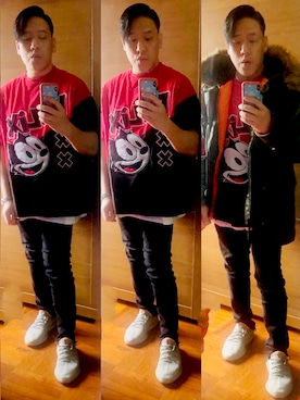 「oversize」｜「アイテム（ミリタリージャケット）」を使った、Edimundson さん（メンズ・180cm）の冬コーディネート