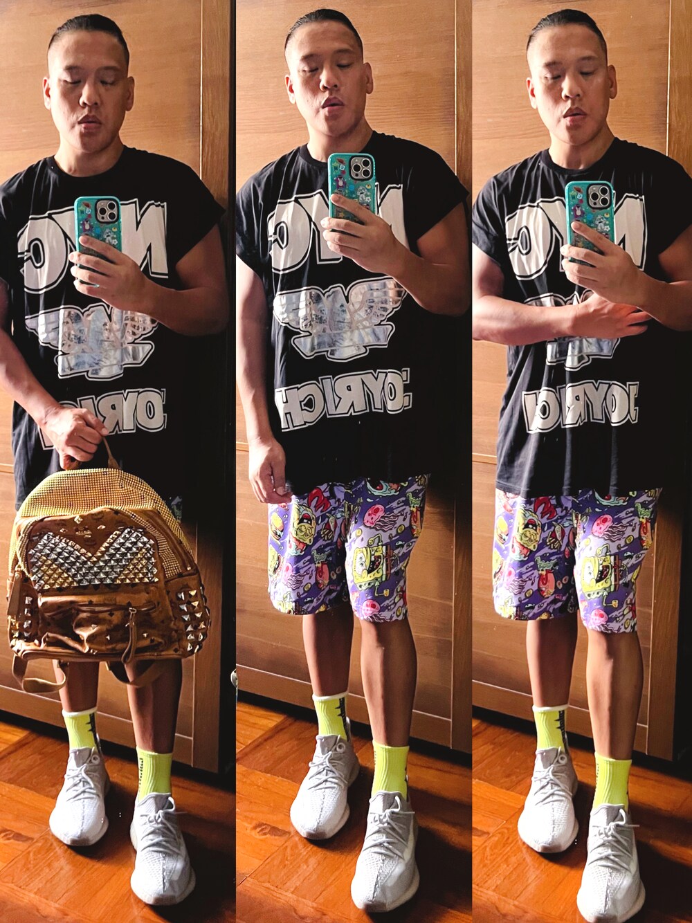 「今日のコーデ、大人コーデ、夏ファッション、ootd、夏だ！Tシャツ着よう！、春夏コーデ、夏セールで買いました、hkboy、streetstyle、menswear、outfit、夏コーデ、夏、夏服、adidas」｜「JOYRICHのアイテム（Tシャツ/カットソー、ブラック系）」を使った、Edimundson さん（メンズ・180cm）の夏コーディネートの1枚目の写真