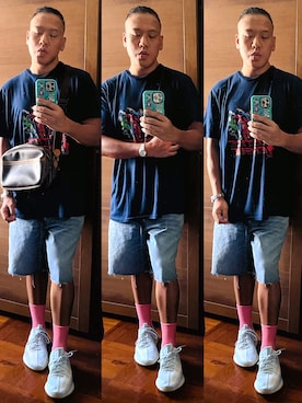 「ZARA MANのアイテム（デニムパンツ）」を使った、Edimundson さん（メンズ・180cm）の夏コーディネート