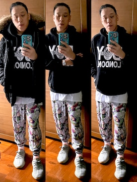 「BOY LONDON（ボーイロンドン）のアイテム」を使った、Edimundson さん（メンズ・180cm）の冬コーディネート