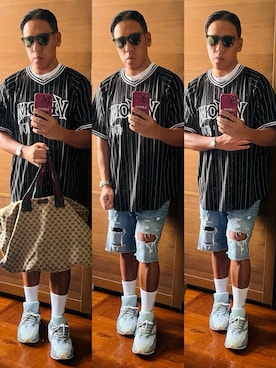 「アイテム（ジャージ）」を使った、Edimundson さん（メンズ・180cm）の秋コーディネート