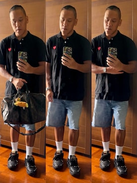 「アイテム（スニーカー）」を使った、Edimundson さん（メンズ・180cm）の夏コーディネート