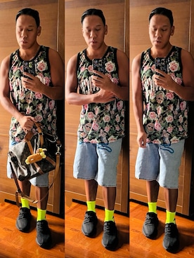 「アイテム（タンクトップ）」を使った、Edimundson さん（メンズ・180cm）の秋コーディネート