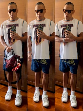 「アイテム（ジャージ）」を使った、Edimundson さん（メンズ・180cm）の夏コーディネート