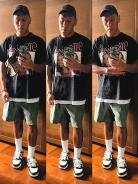 「アイテム（ボディバッグ/ウエストポーチ）」を使った、Edimundson さん（メンズ・180cm）の夏コーディネート