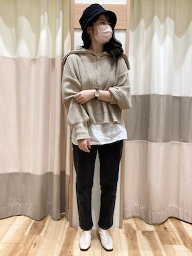 「blue」｜「アイテム（帽子）」を使った、あいりさん（レディース・163cm）の秋コーディネート