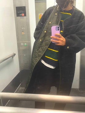 「notch.（ノッチ）のアイテム（ノーカラーコート）」を使った、azuさん（レディース・166cm）の冬コーディネート