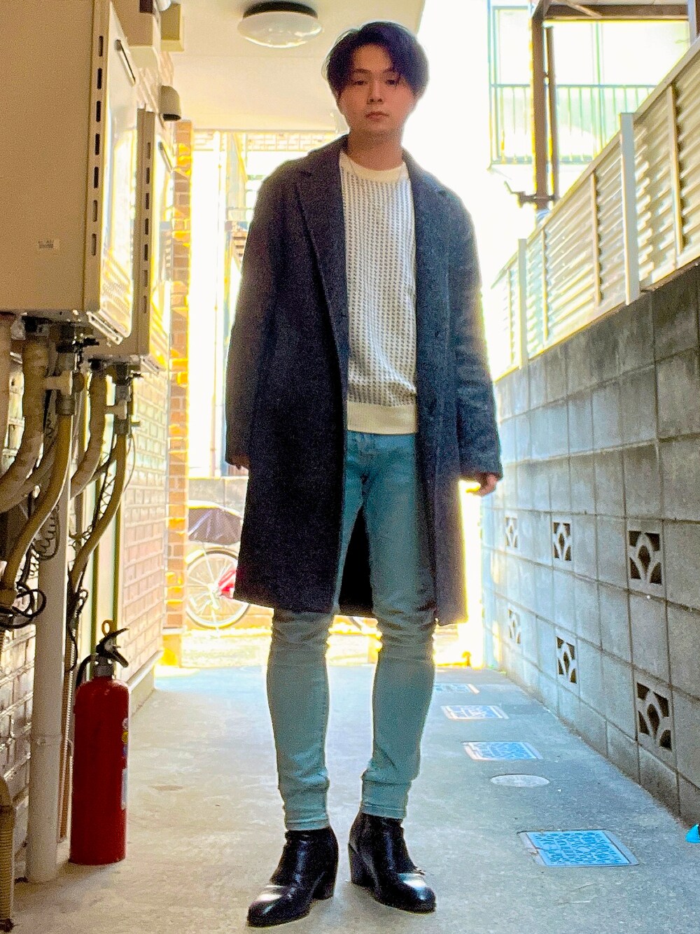 「Lui'sのヒールブーツ（ドレスシューズ、ブラック系）」を使った、かずくん、さん（メンズ・172cm）の冬コーディネートの1枚目の写真