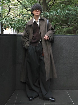 「アイテム（ステンカラーコート）」を使った、col.さん（メンズ・172cm）の秋コーディネート