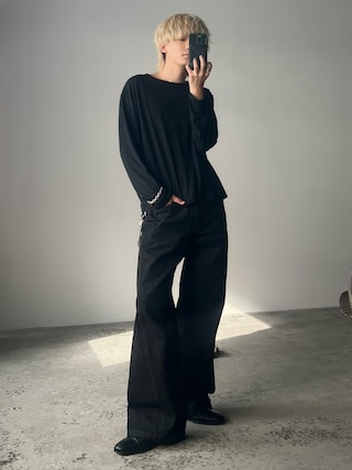 「WYM LIDNM(ウィム バイ リドム)のVINTAGE WASHED CURVED DENIM(デニムパンツ)」を使った、col.さん(メンズ・172cm)の夏コーディネート
