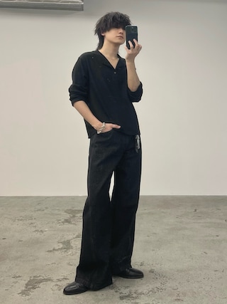 「WYM LIDNM(ウィム バイ リドム)のREFINED WAFFLE HENLEY NECK L/S TEE(Tシャツ/カットソー)」を使った、col.さん(メンズ・172cm)の春コーディネート