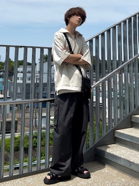 「WYM LIDNM（ウィム バイ リドム）のアイテム（サンダル）」を使った、col.さん（メンズ・172cm）の夏コーディネート
