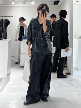 「WYM LIDNM（ウィム バイ リドム）のMVS LAYERED SLIT TANK TOP（タンクトップ、ブラック系）」を使った、col.さん（メンズ・172cm）の夏コーディネート