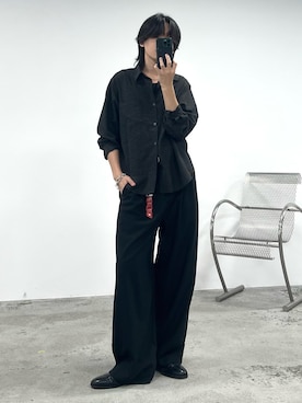 「shiun（シウン）のアイテム（トップス、ブラック系）」を使った、col.さん（メンズ・172cm）の夏コーディネート