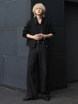 「LIDNM(リドム)のLINEN SLUB TANK TOP(タンクトップ)」を使った、col.さん(メンズ・172cm)の秋コーディネート