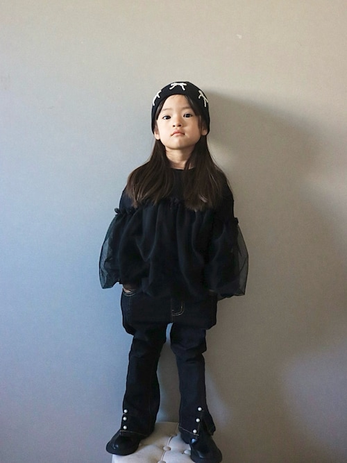 セール】裾パールスリットきゅんパンツ（フレア）（デニムパンツ