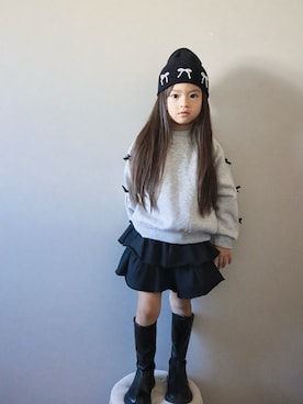 「アイテム（ニットキャップ/ビーニー）」を使った、keishin&otokaさん（キッズ・110cm）の冬コーディネート