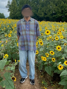 「ひまわり畑」｜「アイテム（パンツ）」を使った、タラおじさんさん（メンズ・174cm）の夏コーディネート