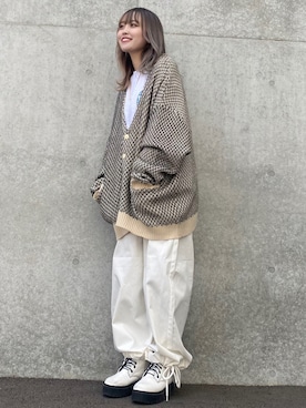 「SPINNS（スピンズ）のアイテム（チノパンツ）」を使った、mizukiさん（レディース・159cm）の冬コーディネート