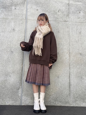 「SPINNS（スピンズ）のアイテム（マフラー）」を使った、mizukiさん（レディース・159cm）の冬コーディネート