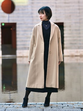 「COACH（コーチ）のアイテム」を使った、超骨ストのRicoさん（レディース・157cm）の冬コーディネート