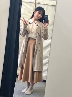 「アイテム（トレンチコート、ベージュ系）」を使った、超骨ストのRicoさん（レディース・157cm）の秋コーディネート