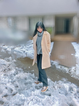 「タートルネックニット」｜超骨ストのRicoさん（レディース・157cm）の冬コーディネート