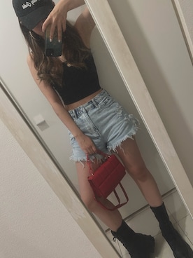 「赤」｜「アイテム（タンクトップ）」を使った、hamiさん（レディース・158cm）の秋コーディネート