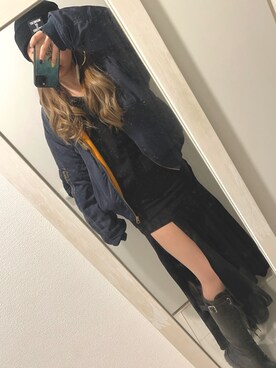 「MOUSSY（マウジー）のアイテム（MA-1）」を使った、hamiさん（レディース・158cm）の冬コーディネート