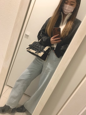 「白ニット」｜「アイテム（MA-1）」を使った、hamiさん（レディース・158cm）の冬コーディネート