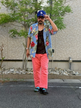 「アイテム（帽子）」を使った、oillnomuraさん（メンズ・175cm・40代）の夏コーディネート