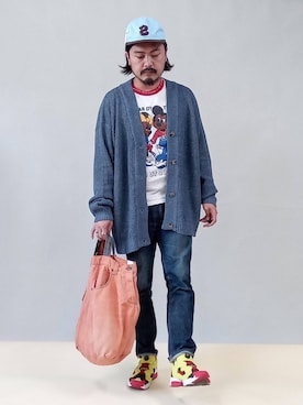 「CPCM（シーピーシーエム）のアイテム（キャップ）」を使った、oillnomuraさん（メンズ・175cm）の秋コーディネート